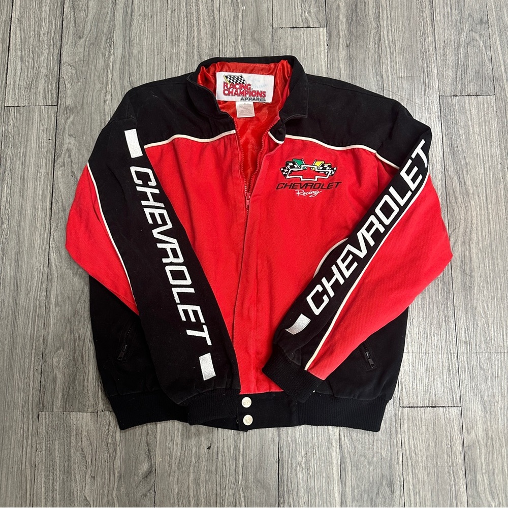 Nascar Chevrolet Red and Black Racing Bomber Jacket